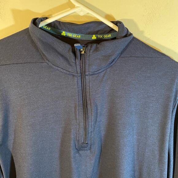 Tek Gear Size Medium Black Blue Mixed 1/4 Zip Pullover - Picture 5 of 7